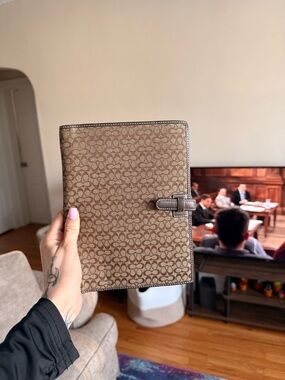 Coach Brown Signature Canvas Organizer with Leather Trim